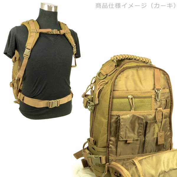 レーザーカットタイプ MOLLEウェビング バックパック ブラック