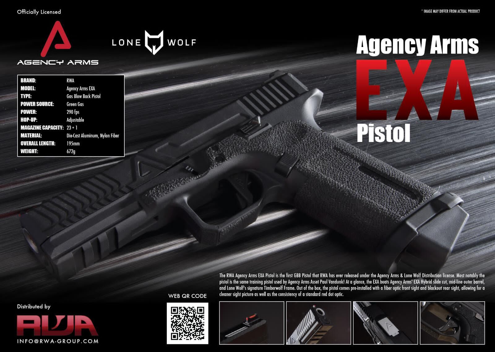 RWA製 Agency Arms EXA Pistol GBB ガスブローバック | エアガン 