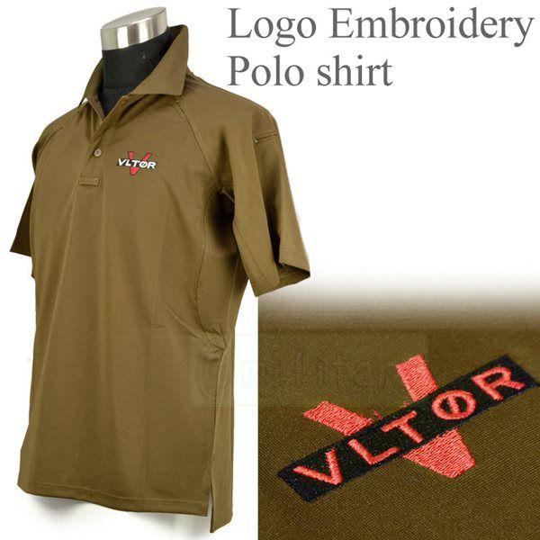 ロゴ入り ポロシャツ ブラウン VLTOR ロゴ