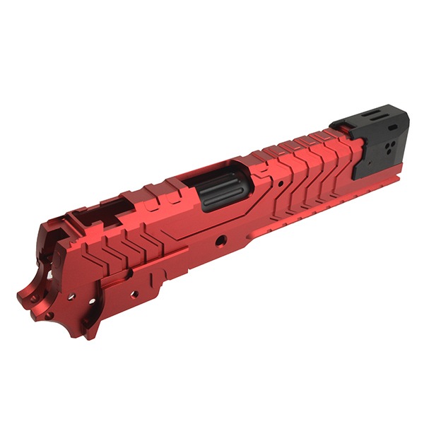 5KU CNC アルミニウム Matrix Comp スライド ＆ ミッドシャーシ セット マルイ ハイキャパ シリーズ用 レッド/ブラック