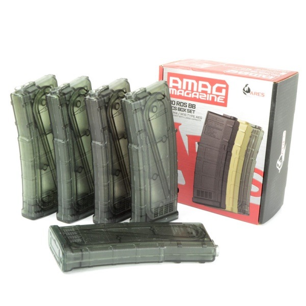 ■5本セット■ ARES AMAG ミドル M4用 130連 マガジン スケルトンカラー