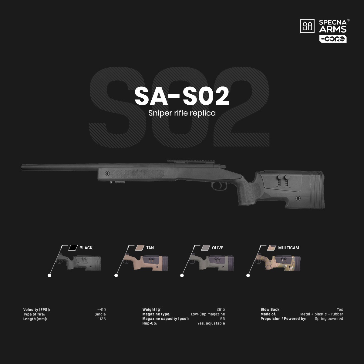 Specna Arms SA-S02 M40A3タイプ スナイパーライフル ブラック
