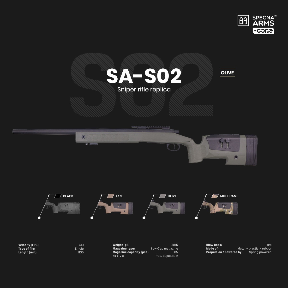 Specna Arms SA-S02 M40A3タイプ スナイパーライフル オリーブドラブ