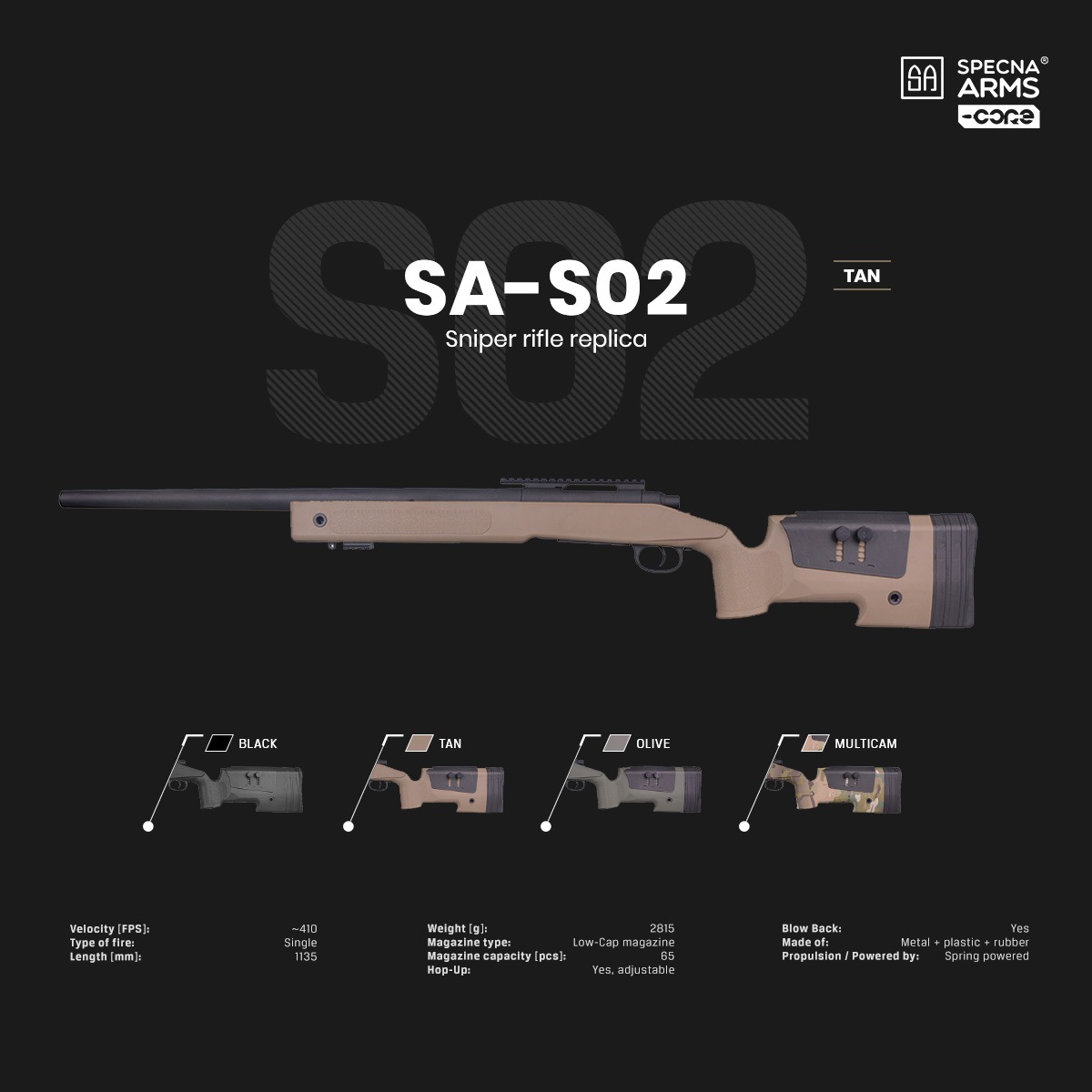 Specna Arms SA-S02 M40A3タイプ スナイパーライフル タンカラー