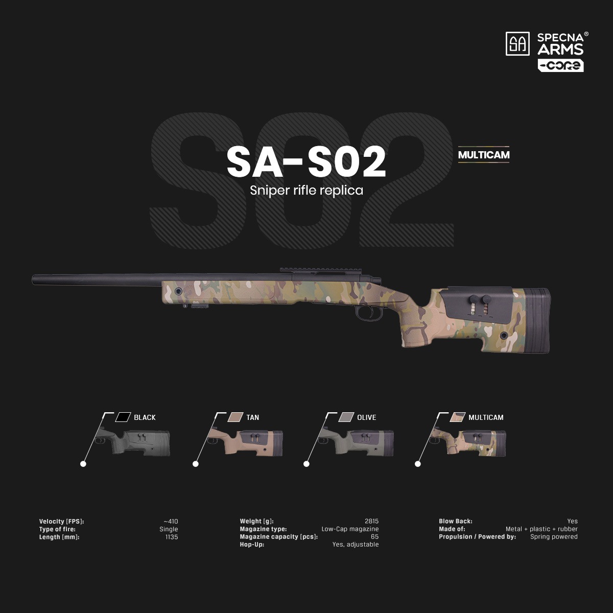 Specna Arms SA-S02 M40A3タイプ スナイパーライフル マルチカム