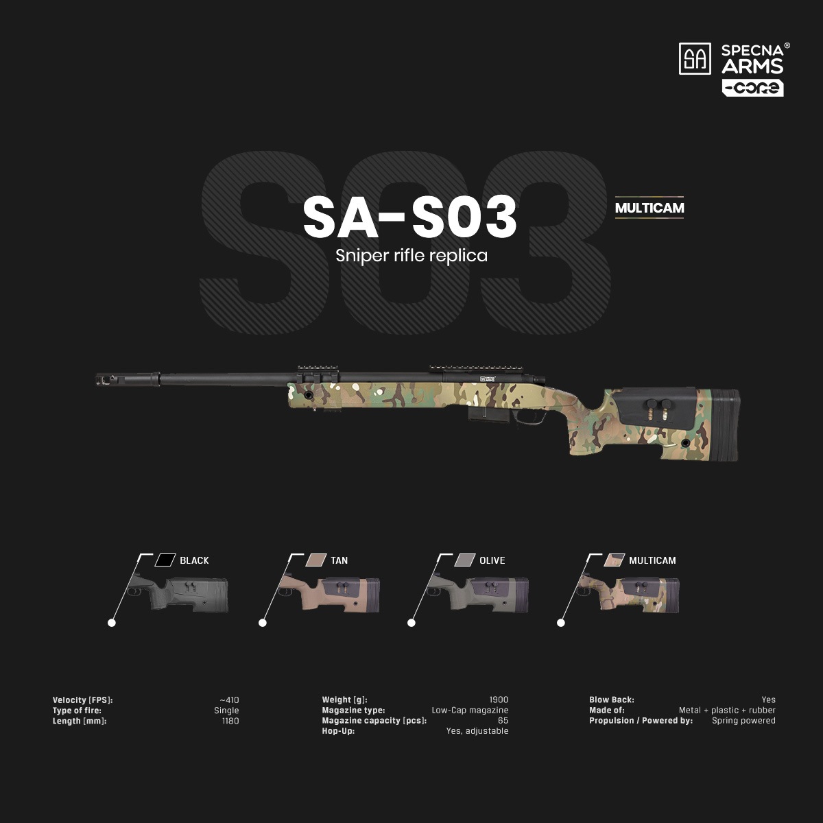 Specna Arms SA-S03 M40A5タイプ スナイパーライフル マルチカム