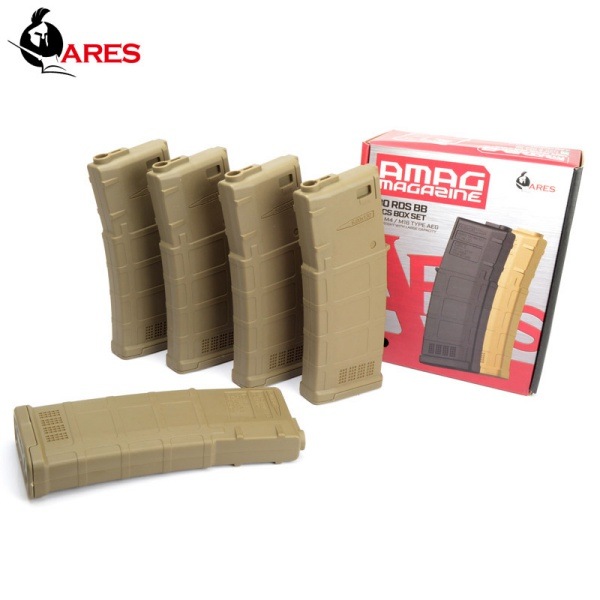 ■5本セット■ ARES AMAG ミドル M4用 130連 マガジン デザートカラー