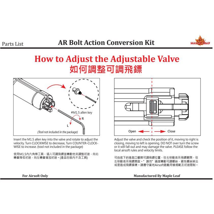 Maple Leaf ARボルトアクション コンバージョンキット 流量調整機能付 VFC M16/M4 V3 GBB用