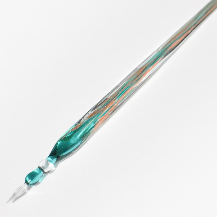 銅箔入りガラスペン三角 青緑 | 北一硝子 まごころお届け便