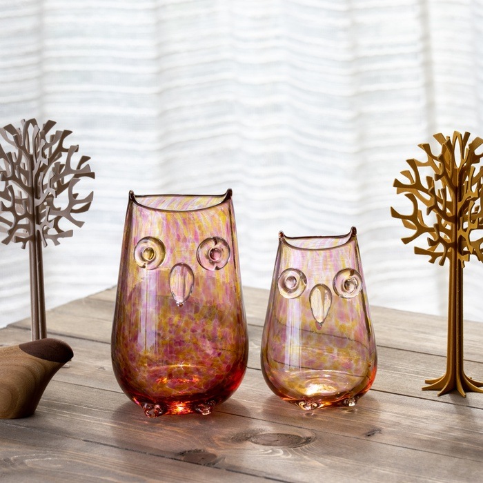 フクロウ花器 大 小 すべての商品 北一硝子 まごころお届け便