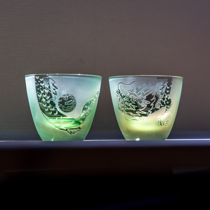 月見龍 ぐいのみ 翡翠 | 北一硝子 まごころお届け便