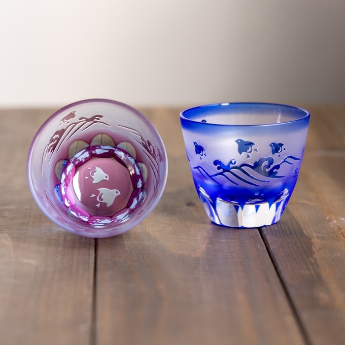 万華鏡ぐいのみ 波千鳥 | 北一硝子 まごころお届け便