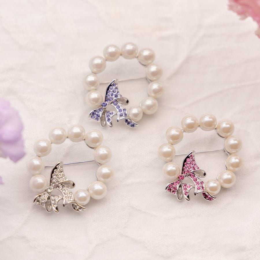 ガラスパールブローチリボン(ギフトボックス別売) | 北一硝子