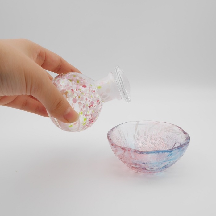 ☆花ふぶき醤油差しセット(木箱付) | 北一硝子 まごころお届け便