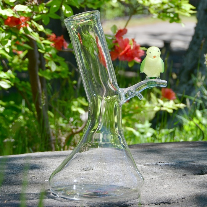 作家物 虹色ガラスの一輪挿し 未使用品 ガラス作家 竹田舞由子