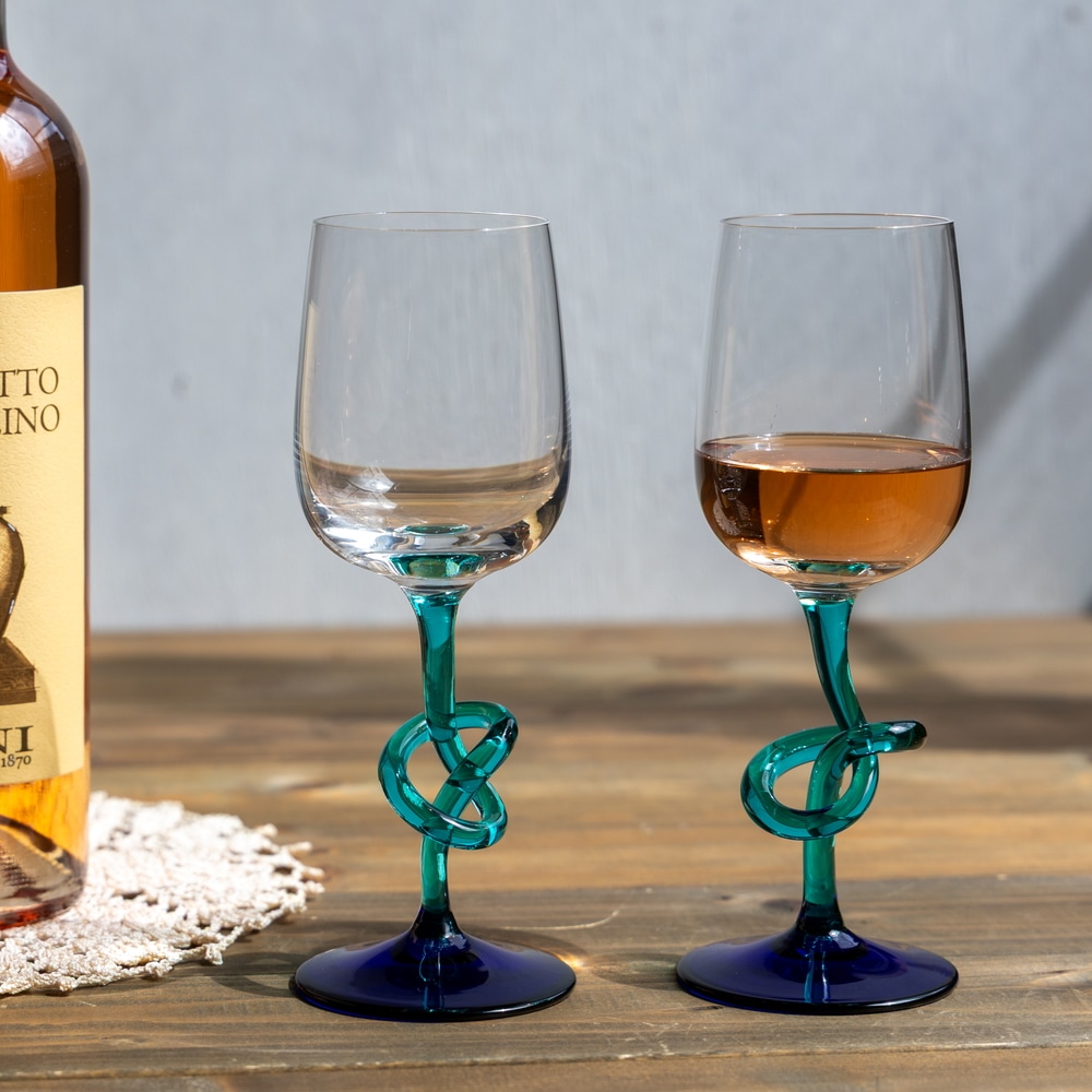 珍品氷コップ　リキュールグラス　利休杯　ワイングラス ☆氷の華クリスタル 玉足ワイン ペア（木箱付） | 北一硝子