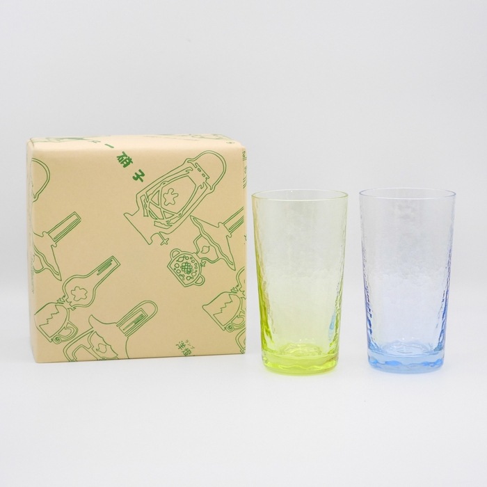☆耐熱性北染 焼酎グラス ペア (木箱付) | 北一硝子 まごころお届け便