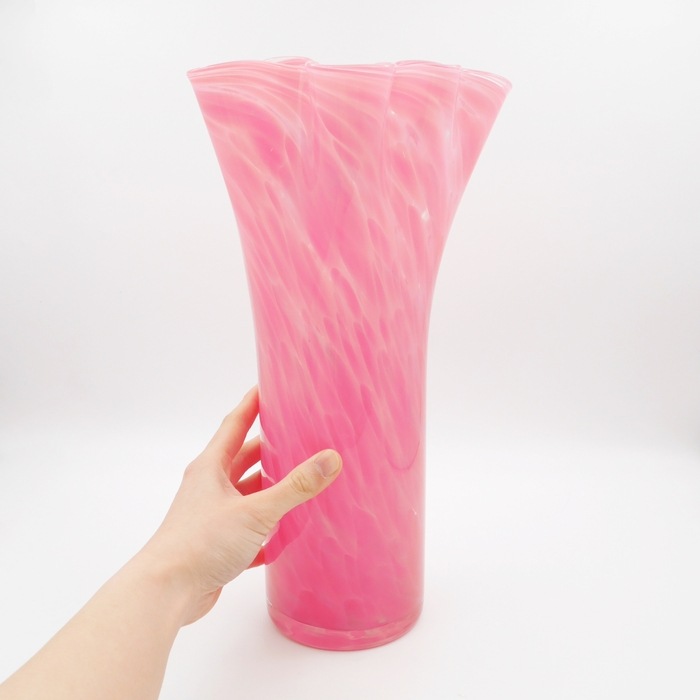 美品 フリルガラス きたいち きたいち硝子 フラワーベース 花瓶 花器 花入 フリルベース（木箱付） | 北一硝子 まごころお届け便