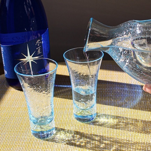 北一硝子冷酒徳利、一口ビール杯、上越クリスタル（月夜野工房）切子酒杯 北一硝子冷酒徳利、一口ビール杯、上越クリスタル（月夜野工房