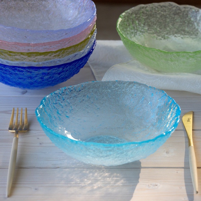 新品未使用品　東敬恭さん作　ガラス製紫青 グラデーションボウル 新品未使用品 東敬恭さん作 ガラス製紫青 グラデーションボウル