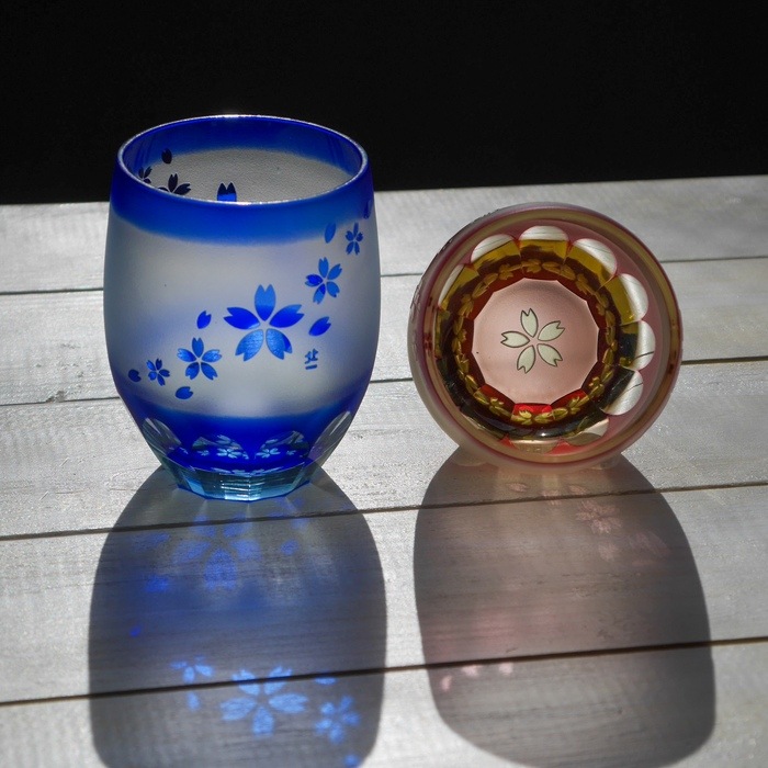 ミラーサンド桜 タンブラー丸 | 北一硝子 まごころお届け便