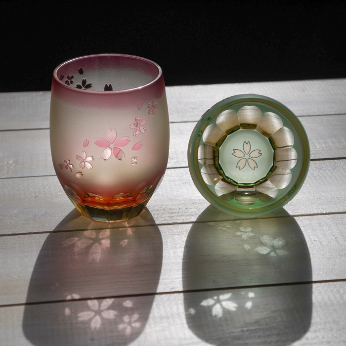 ミラーサンド桜 タンブラー丸 | 北一硝子 まごころお届け便