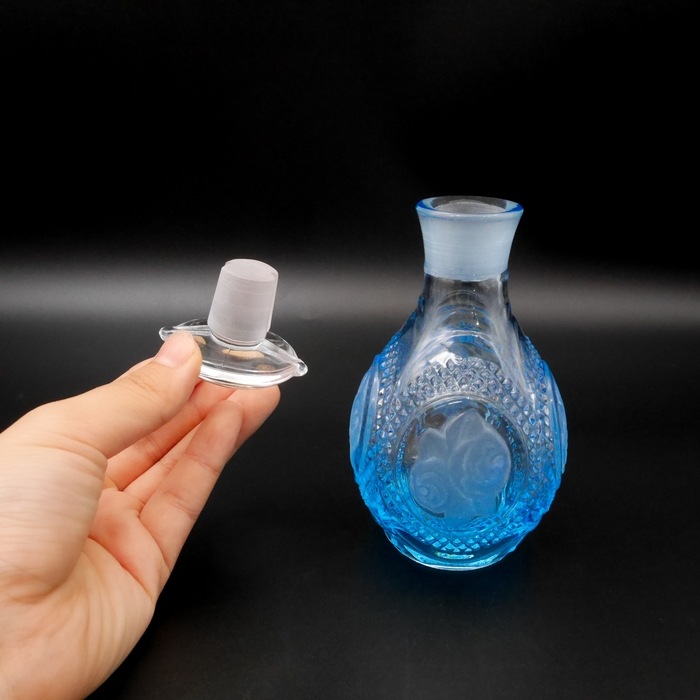 ☆バラ柄醤油差し醤油皿 ブルー・ローズセット(木箱付) | 北一硝子