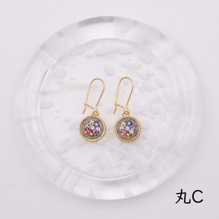 ガラスモザイク細工 ピアスシルバー925 イタリアフィレンツェ産