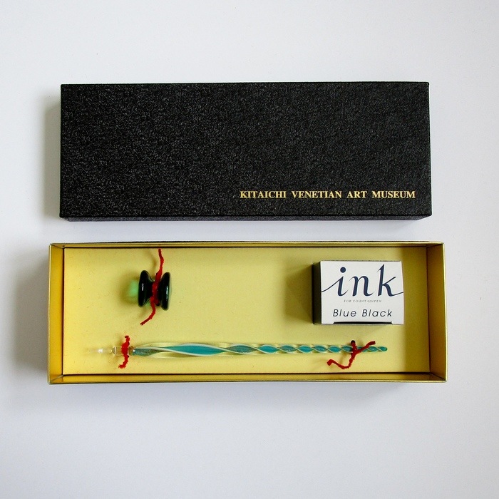 レースガラスペン 青緑 | 北一硝子 まごころお届け便