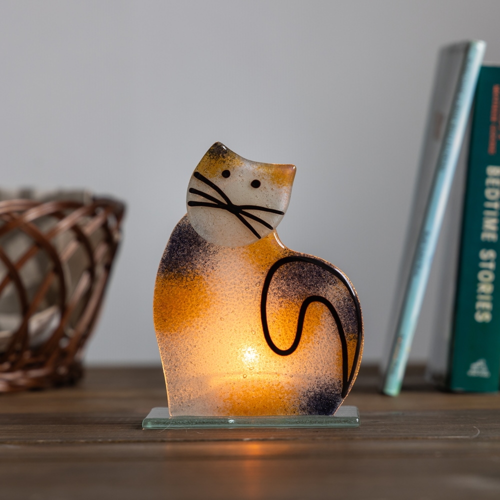 のんびり猫のキャンドルホルダー 「おすまし」 | 北一硝子 まごころお