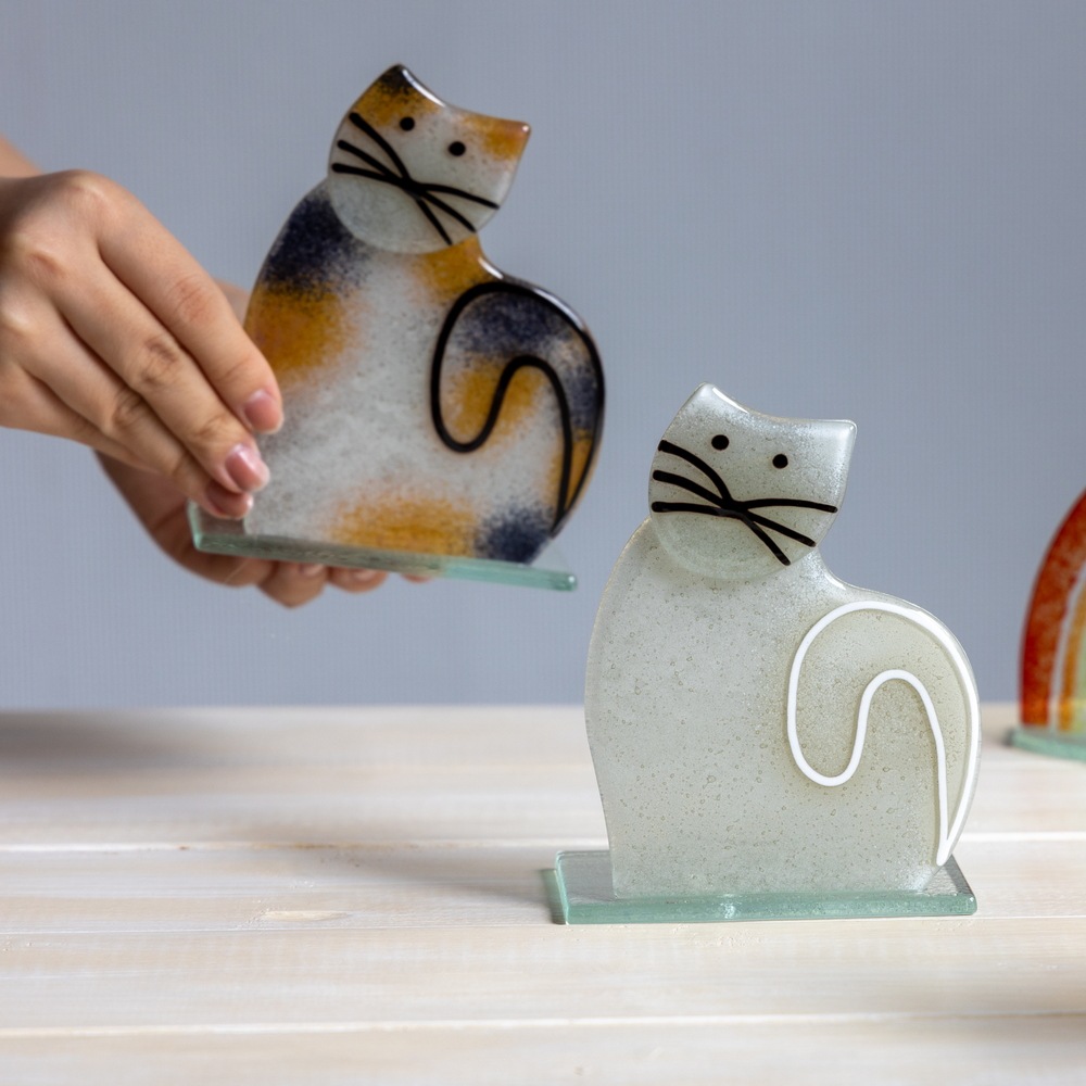 のんびり猫のキャンドルホルダー 「おすまし」 | 北一硝子 まごころお