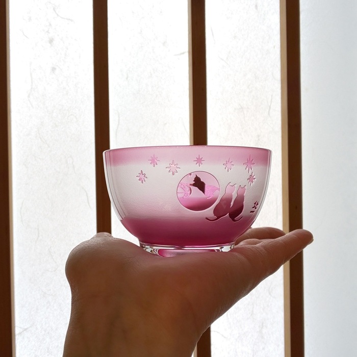 見つけた方はラッキー　焙り出し　鱗文　みつ豆鉢 月見ねこ 豆鉢 | 北一硝子 まごころお届け便