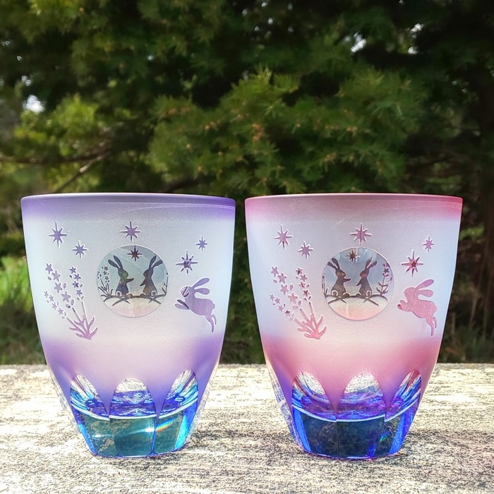 夏限定 月見うさぎ万華鏡万能グラス ラベンダー | 北一硝子