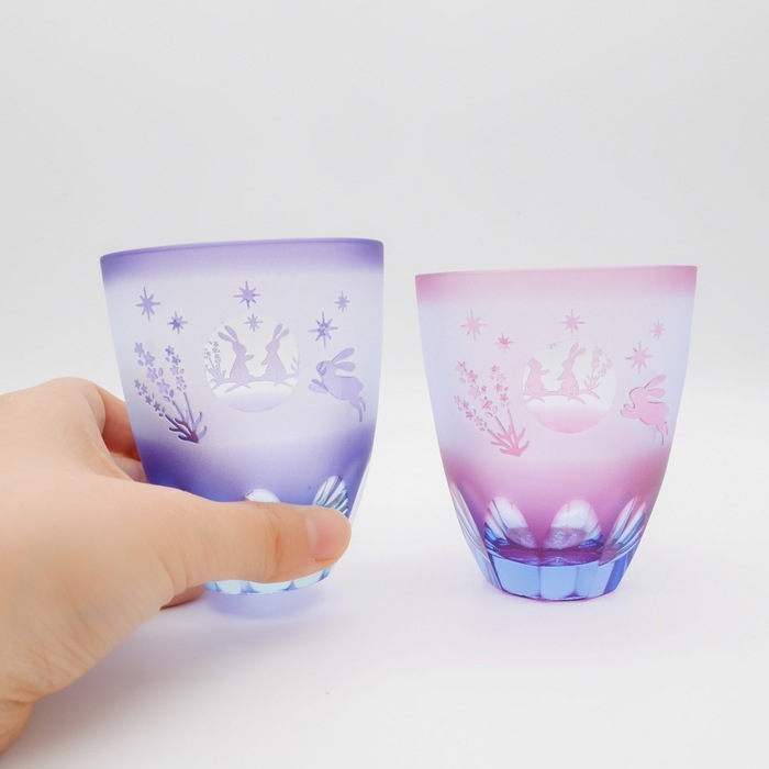 夏限定 月見うさぎ万華鏡万能グラス ラベンダー | 北一硝子