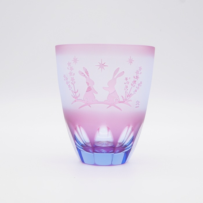 夏限定 月見うさぎ万華鏡万能グラス ラベンダー | 北一硝子