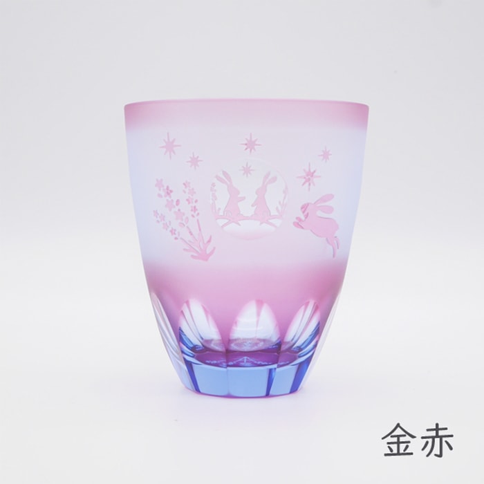 夏限定 月見うさぎ万華鏡万能グラス ラベンダー | 北一硝子