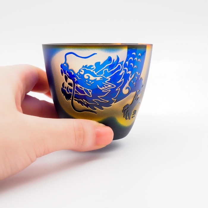 究極グレード　極美品　色彩濃厚　龍神龍宮水晶　約15ミリ M-086-各色 剣菱星文様 ぐい呑 – 硝子工房 彩鳳