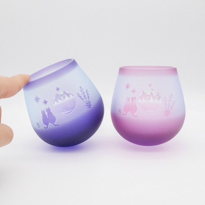 北一硝子 ゆらゆらグラス 月見　うさぎ 夏のラベンダー　星　新品　北海道　小樽 夏限定 月見うさぎ大杯 ラベンダー | 北一硝子 まごころお届け便