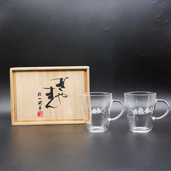 かシー化粧品シマエナガ ☆耐熱性シマエナガ マグカップペア ～森の仲間たち～(木箱付