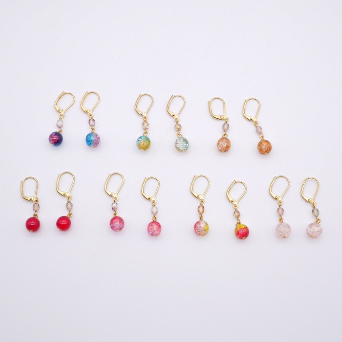 クラックビーズピアス(小)(ギフトボックス別売) | 北一硝子 まごころお 