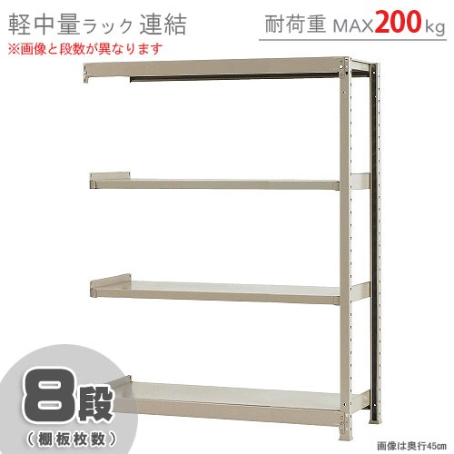 軽中量ラック200kg<br>連結 8段<br>幅120×奥行30×高さ150cm<br