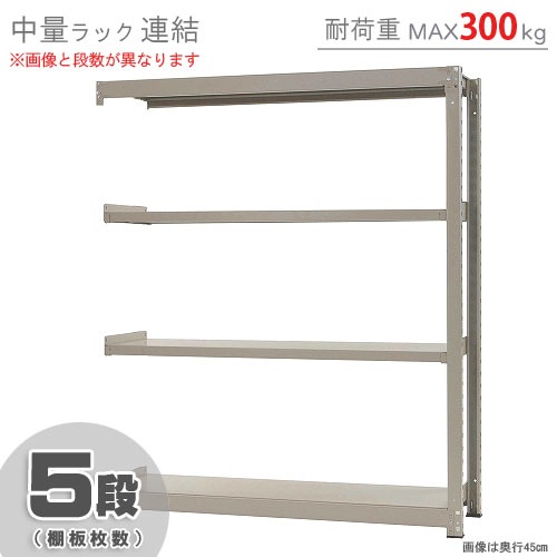 中量ラック300kg<br>連結 5段<br>幅150×奥行60×高さ180cm<br 
