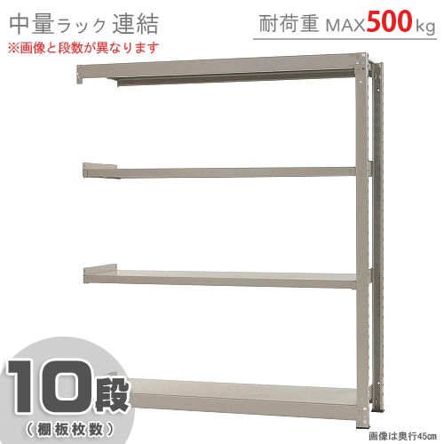 中量ラック500kg<br>連結 10段<br>幅150×奥行45×高さ180cm<br 