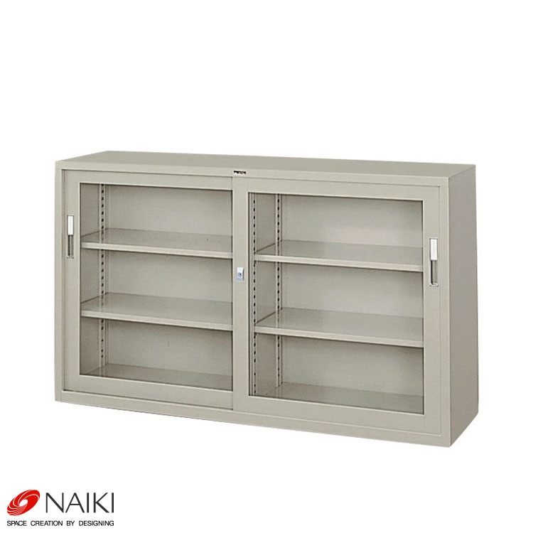 送料無料】<br>引違い書庫(ガラス戸)<br>HG53-AW<br>幅1500×奥行