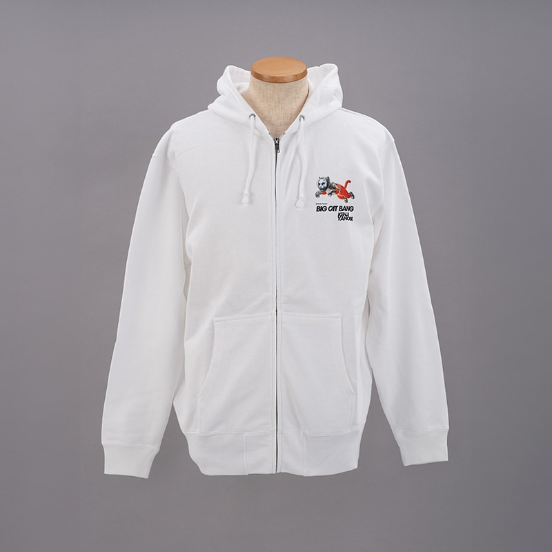 BIG CAT BANG フルジップフーディ／白