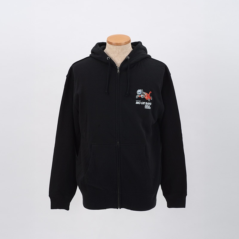 BIG CAT BANG フルジップフーディ／黒