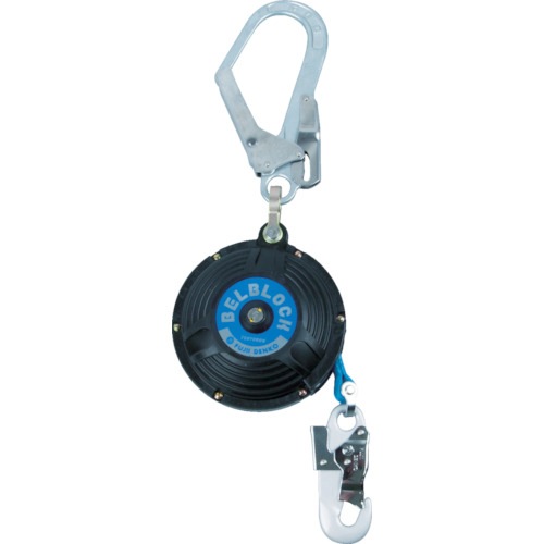 TSUYORON ベルト巻取式墜落防止器具 ベルブロック ショックアブソーバなし ベルト幅18mm×長さ5.7m 上部大径フック BB-60-SN-90ST(引寄せロープ付)  