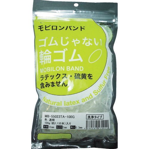 日清紡 ゴムじゃない輪ゴム モビロンバンド55X2X0.3透明/洗浄タイプ100G  10袋