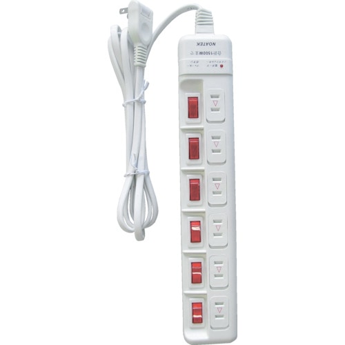 NOATEK 雷ガード付 6ヶ口6スイッチ省エネタップホコリカバー付  
