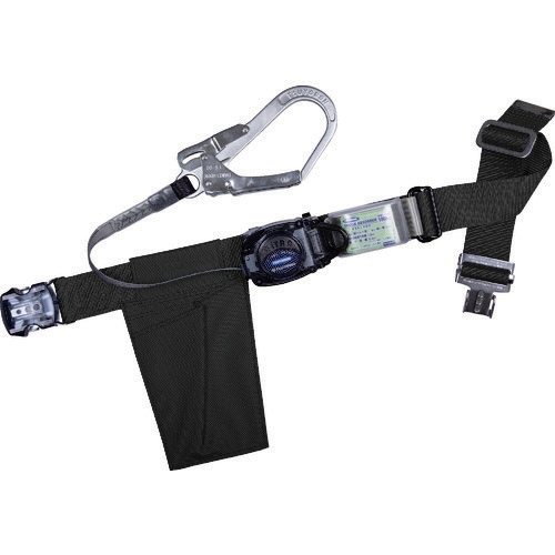 TSUYORON 胴ベルト型墜落制止用器具(巻取タイプ)ロック機構なし リトラ 黒 Mサイズ 幅50MM×長さ1200MM ワンタッチバックル仕様  